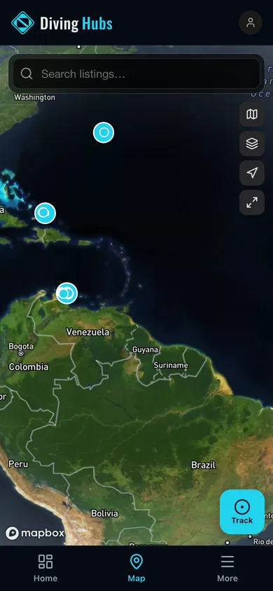 The Diving Hubs app directory map