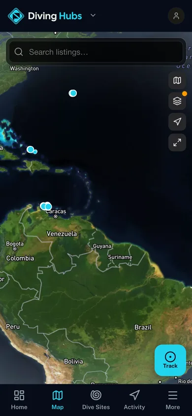 The Diving Hubs app directory map